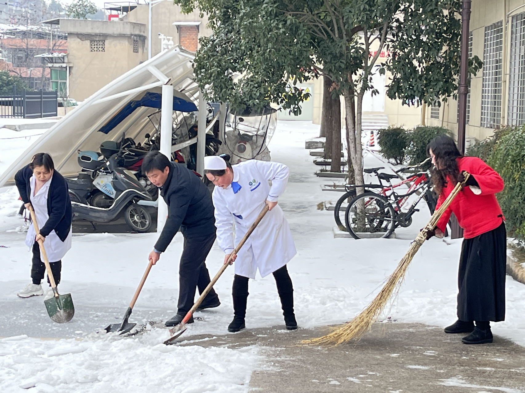 23日陈书记与市场开发科人员为轮椅通道铲雪.jpg